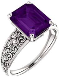 10K White Gold 10.00x8.00mm Emerald Cut Chatham Created Alexandrite Ring -- LIFETIME WARRANTY