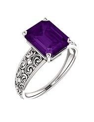Platinum 10.00x8.00mm Emerald Cut Amethyst Ring -- LIFETIME WARRANTY