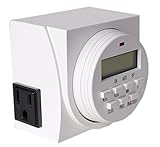Hydrofarm Dual Outlet 7-Day Grounded Digital Programmable Timer, 1725W, 15A, 1 Minute On/Off