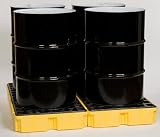 Eagle 1634 Yellow and Black Polyethylene 4 Drum Modular Spill Platform with Flat Top Grating, 10000 lbs Load Capacity, 52.5" Length, 51.5" Width, 6.5" Height