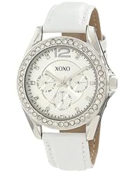 XOXO Womens XO3348 Rhinestones Accent White Strap Watch