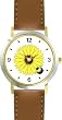 Bee on Black Eyed Susan Flower - Bee or Bumblebee - JP - WATCHBUDDY&reg; DELUXE TWO-TONE THEME WATCH - Arabic Numbers - Brown Leather Strap-Size-Women's Size-Small