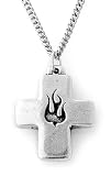 Pewter Flaming Dove Cross Pendant by Bob Siemon, 18"