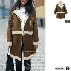 (イイネショップ) eeNeshop ムートン ボア ライダース コート