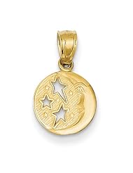 14k Yellow Gold Moon & Stars Pendant