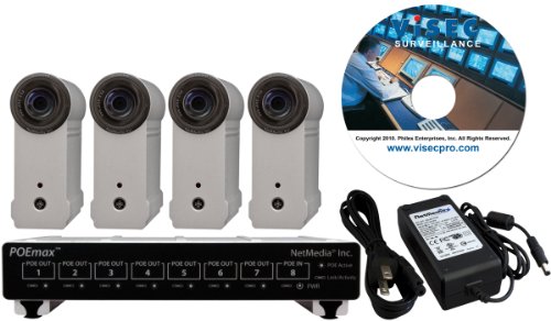 SOHO IP NM-SOHO4-2M ViSEC Small Office Home Office IP Surveillance Solution Four 2-Megapixel PoE IP Cameras with PoE Switch and NVR Software (Sliver)