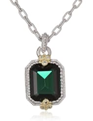Judith Ripka "Estate" Chain Green Pendant Necklace, 17"