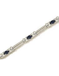 14kt Yellow Gold Oval Blue Sapphire and Diamond Bracelet
