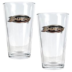Anaheim Ducks NHL 2pc Pint Ale Glass Set - Primary Logo by Great American Products