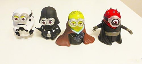 4pc/set with 3.5"/9cm Size New Animation Minions Cos Star Wars 3D-Eyes Action Figures Toys Soft Plastic Stormtrooper, Darth Vader, Darth Maul, Obi-Wan Collectible Model Gift