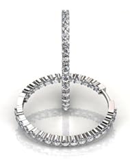 14KT White Gold Beautiful Shared Prong Diamond Hoop Earrings containing Sixty Round Brilliant Cut Diamonds Total. 1 1/5 CTW