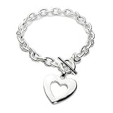 Cut Out Heart Bracelet with Toggle Clasp