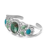 Sterling Silver Nevada Chrysoverde Cuff Bracelet - Large