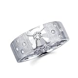 14K White Gold Round with Round Accented Diamonds Women's Couple Wedding Ring Band (0.23 ctw., GH Color, SI Clarity)