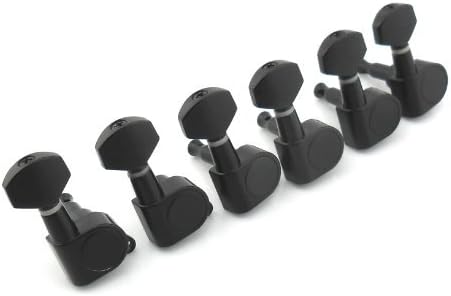 6 Pcs Right Black Tuning Pegs 6-in-line Machine Heads for Fender Guitars