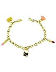 10 Karat Yellow Gold Enamel Charm Bracelet (7 Inch)
