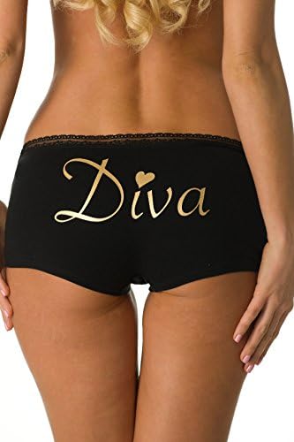 Diva Boyshort #19001 (Large, Black/Gold)