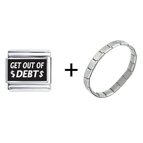 Get Out Of Debt Laser Italian Charm Bracelet