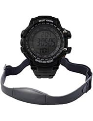 BestOfferBuy Chest Strap Belt Heart Rate Monitor Pedometer Calorie LCD Sports Watch Black