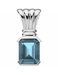 14K White Gold Emerald Cut Aquamarine Pendant -- LIFETIME WARRANTY