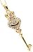 Gold Designer Inspired Pavé Crystal Heart Crown Key Pendant and Necklace