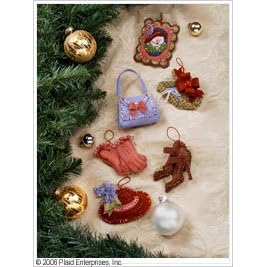 Bucilla By Plaid RED HAT SHOPPING SPREE Christmas Felt Appliqué Ornament Kit Set of 6 - 4