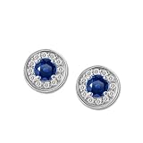 Search : 14K White Gold Sapphire and Diamond Silhouette Earring