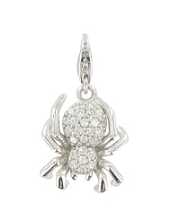 Les Poulettes Jewels - Charms Bracelet Sterling Silver and Rhinestone Spider - with Lobster Clasp