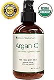 Organic Argan Oil for Hair, Face, Skin, Nails (4oz) - 100% Pure & USDA Organic, Cold Pressed, Triple Extra Virgin - Lifetime Money-Back Guarantee - Pump Bottle - OneNaturals Moroccan Oil is Unscented, Unrefined, Imported from Morocco - Non-Greasy, Non-Irritating to Sensitive Skin - Light-Weight, Fast-Absorbing for Rapid Results - Fresh & Chemical-Free