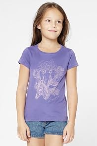 Girl's Short Sleeve Jungle Print Graphic T-Shirt