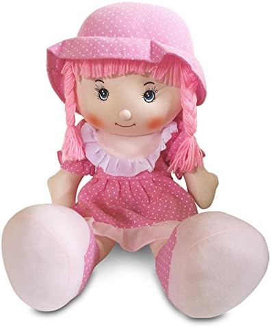 Rag Doll Isabel 24" Pink Lemonade Polka Dot Dress