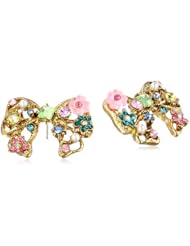 Betsey Johnson "Fairyland" Multi-Charm Bow Stud Earrings