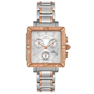 Invicta Women's Square Angel Diamond Rose and Silver-Tone Chronograph Watch #5380