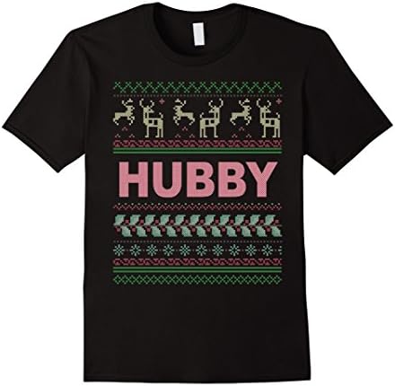 Men's Ugly Sweater Hubby, Husband Christmas Matching Gift T-Shirt XL Black