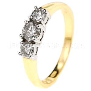 0.66ct Diamond 18ct Gold Trilogy Ring - Q