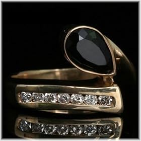 14K Yellow Gold Green Tourmaline and Diamond Estate Ring by 