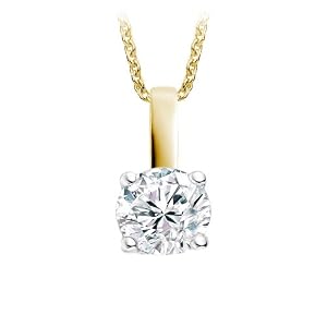 0.25 Carat D/VS1 9k Yellow Gold Diamond Pendant