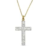 9ct Yellow Gold Ladies Sparkling Cross Set with Crystals on an 18 Prince of Wales Chain