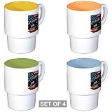 Stackable Coffee Mugs (4) All American Outfitters Bad Ass Boys Play Bad Toys