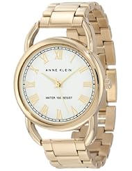 Anne Klein Womens AK/1178WTGB Gold-Tone Open Lug Bracelet Watch