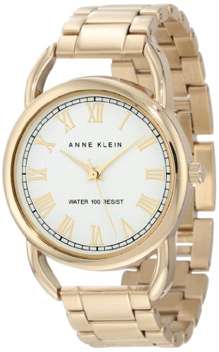 Anne Klein Women's AK/1178WTGB Gold-Tone Open Lug Bracelet Watch