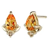 Vivacious and Radiant 0.75 cts Pear Shape Citrine Diamond Earrings 14Kt Yellow Gold