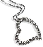 Sterling Silver Open Marcasite Heart Pendant 18 Necklace
