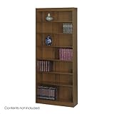 IMAGE OF Safco Products - 7-Shelf Reinforced Square-Edge Veneer Bookcase - 1556WL - Color: Walnut - Dimensions: 36