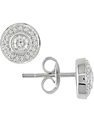 14k White Gold Accent Diamond Stud Earrings (0.128 Cttw, G-H Color, I1-I2 Clarity)