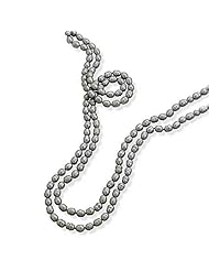 64 Inch Knotted Silver Cultured Freshwater Pearl Necklace