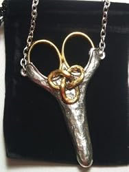 Victorian English Heirloom Celtic Love Knot Pewter Sewing Chatelaine Scissors