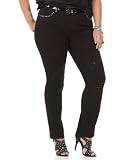 Baby Phat Plus Size Jeans, Studded Destructed Skinny Black Wash