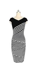 V-neck Spandex Striped Print  Dress