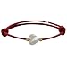 Bijoux Les Poulettes - Bracelet Petit Coeur de Nacre et Perle Plaqué Or-Lien Rouge